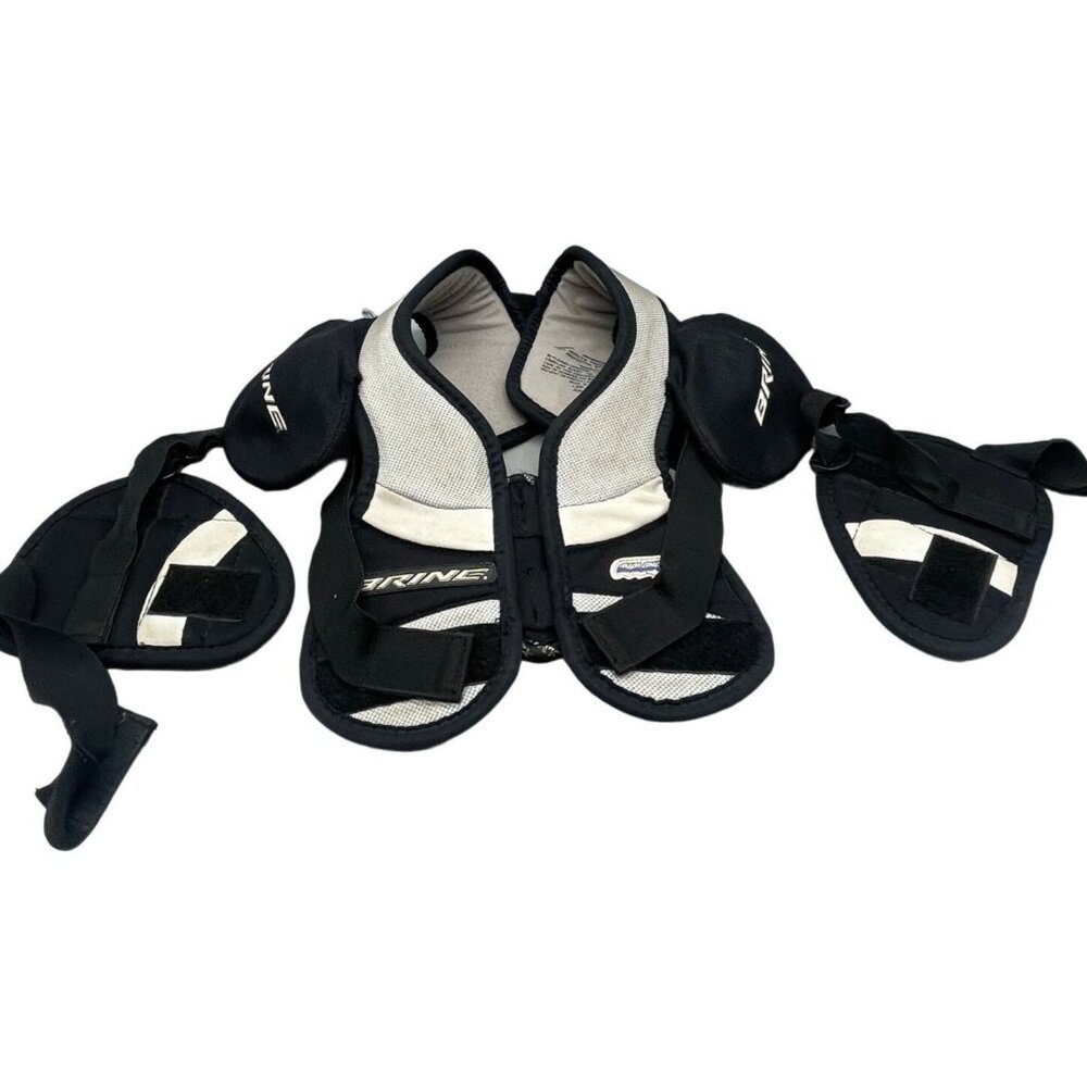 brine avalanche hocky / lacrosse shoulder pads junior lsp 4j2 black gray READ
